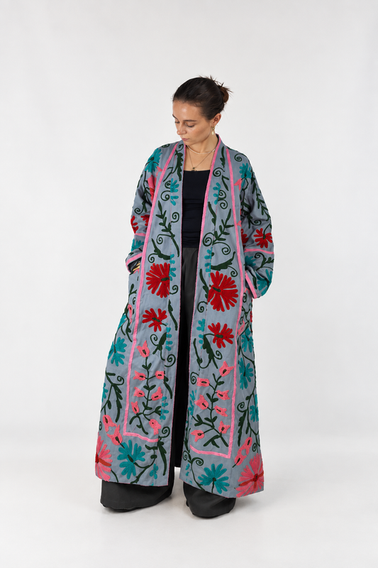 The Suzani Duster — Raspberry