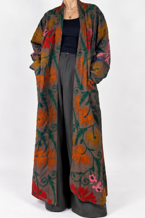 Suzani Duster Coat - Indian Sunset