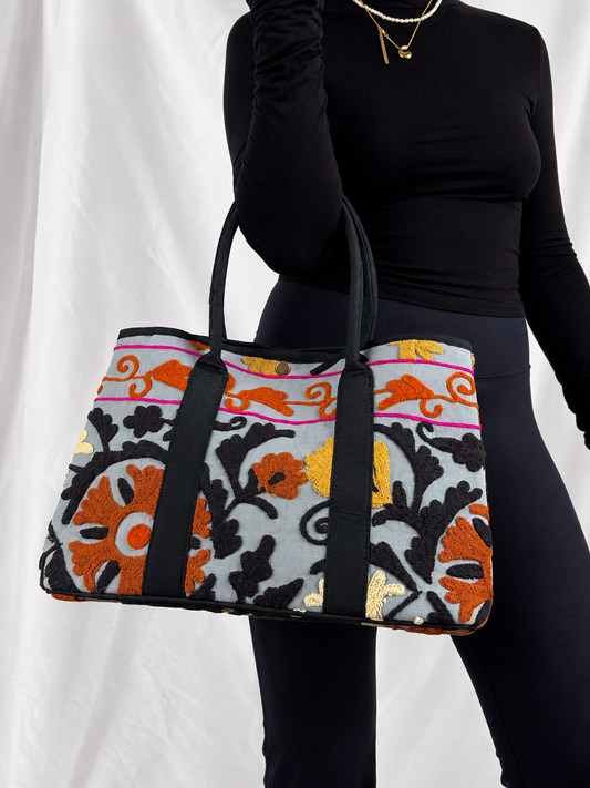 Suzani Shopper in Marigold Bloom