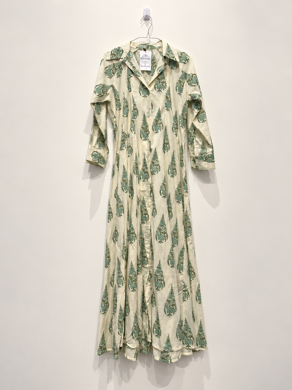 The Angel Dress - Green on White