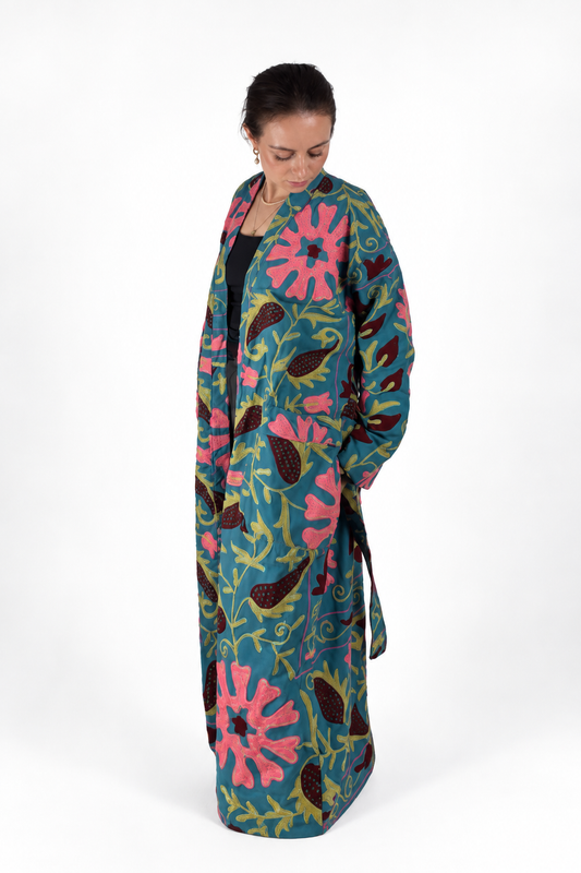 The Suzani Duster — Pink Peacock