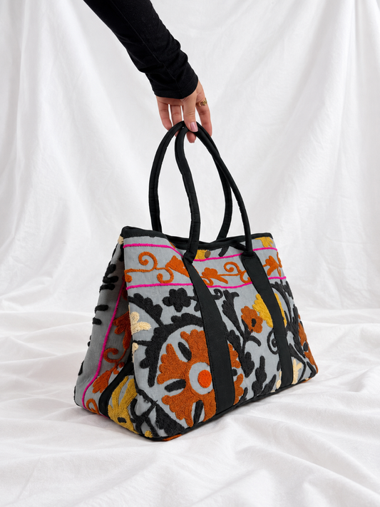 Suzani Shopper in Marigold Bloom