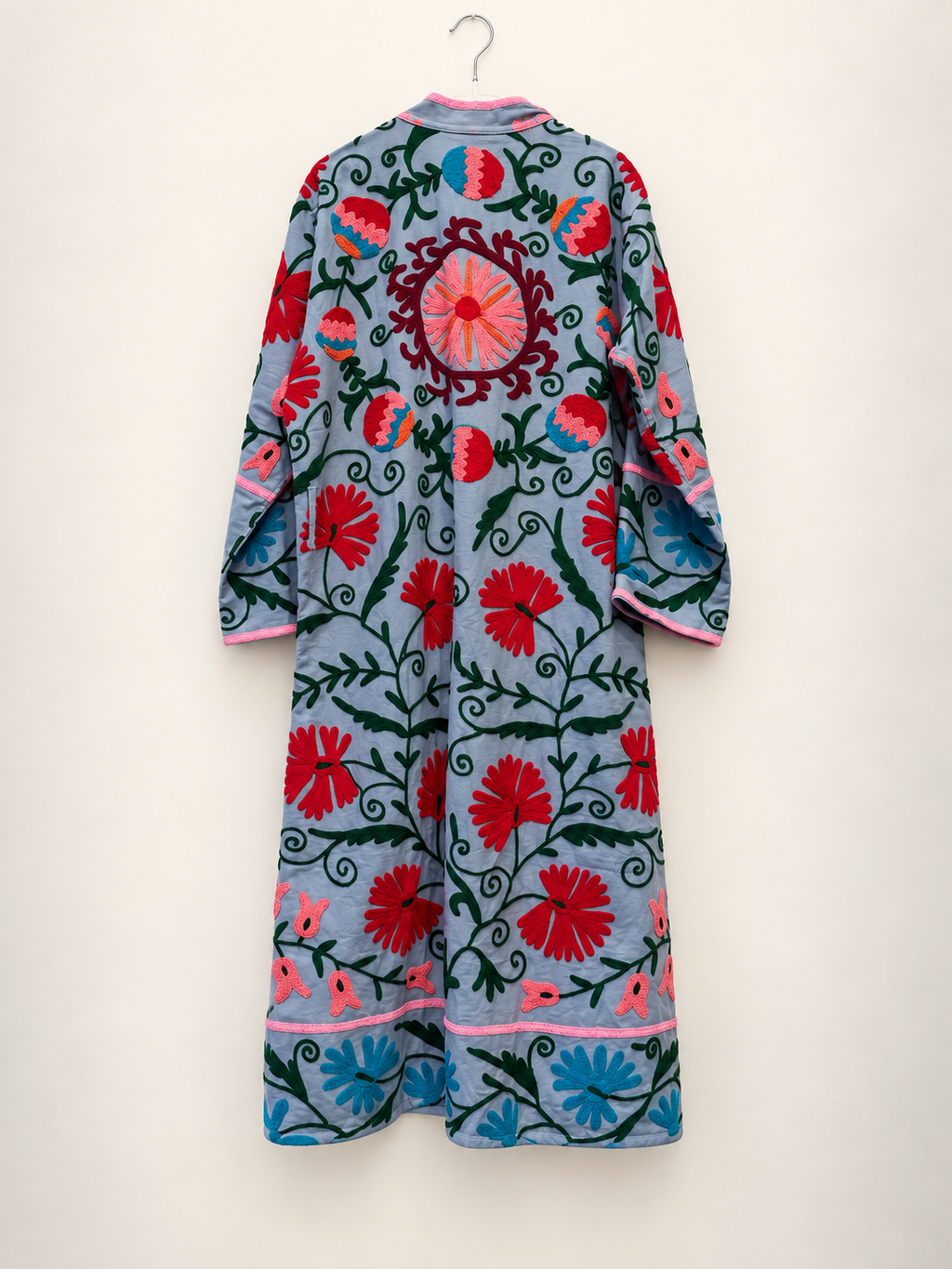 Suzani Duster Coat - Raspberry