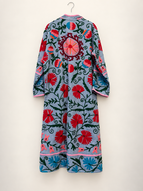 Suzani Duster Coat - Raspberry